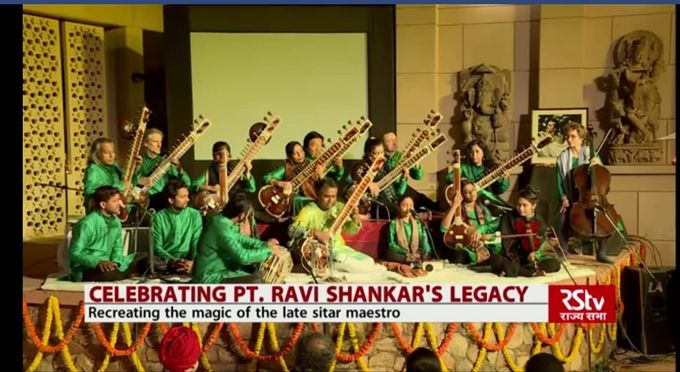 From Ravi Shankar Festival in the Ravi Shankar center in Delhi feb 2019 with Guruji Gaurav Mazumdar and lots of Gurubrothers and sisters! Picture from Indian Television Chanel RS TV.